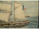 HST ex-voto painting marine boat ship four-masted Popular Art 19th century