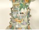 Pair of large porcelain vases, Chinese famille verte, palace scene, dragons, 19th century