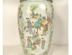 Pair of large porcelain vases, Chinese famille verte, palace scene, dragons, 19th century