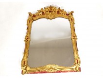 Provencal Regency mirror, carved gilded wood, shell flowers, 18th century