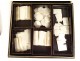 Box set 126 tokens mother-of-pearl lacquered wood gilding Japan monogram 19th century