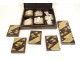 Box set 126 tokens mother-of-pearl lacquered wood gilding Japan monogram 19th century