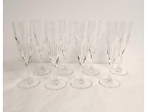 8 Saint-Louis cut crystal champagne flutes, Bristol model, 20th century