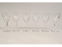 8 Saint-Louis cut crystal champagne flutes, Bristol model, 20th century