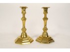 Pair of Louis XIV candlesticks, gilded bronze C Crowned, 17th century