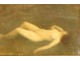 HSP painting nude woman lying down Albert Mayer Art Nouveau gilded frame 19th century