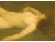 HSP painting nude woman lying down Albert Mayer Art Nouveau gilded frame 19th century