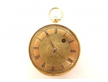 18 carat solid gold rooster pocket watch with eagle head PB 40.03gr 19th century