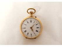 18 carat solid gold neck watch flowers PB 21.42gr Napoleon III 19th century