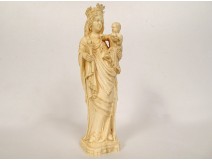 Ivory sculpture Virgin and Child Jesus crowned Parisian Ossant Paris 19th century