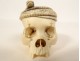 Okimono ivory carved skull Vanity snake Japan Meiji 19th century