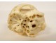 Okimono ivory carved skull Vanity snake Japan Meiji 19th century