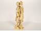 Okimono ivory carved man toad snake stick Japan Meiji 19th century