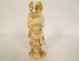 Okimono ivory carved man toad snake stick Japan Meiji 19th century