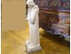 Large white marble sculpture of a pensive woman holding a torch Art Nouveau late 19th century