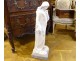 Large white marble sculpture of a pensive woman holding a torch Art Nouveau late 19th century