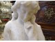 Large white marble sculpture of a pensive woman holding a torch Art Nouveau late 19th century