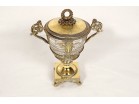 Sugar bowl Restoration silver gilt Vieillard palmettes flowers crystal 19th century