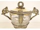 Sugar bowl Restoration silver gilt Vieillard palmettes flowers crystal 19th century