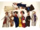 Set of 9 papier-mâché guignol gendarme theater puppets from the 19th century 