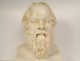 Sculpture bust Socrates plaster Greek philosopher Louvre Museum Cast 20th century