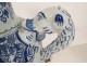 Vase pot covered earthenware Delft style coat of arms blazon blue monochrome 19th century