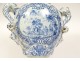 Vase pot covered earthenware Delft style coat of arms blazon blue monochrome 19th century