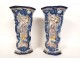 Pair of Delft earthenware vases with Chinese decoration, landscape, flowers, pagodas, 18th century