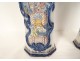 Pair of Delft earthenware vases with Chinese decoration, landscape, flowers, pagodas, 18th century