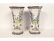 Pair of Delft earthenware vases with Chinese decoration, landscape, flowers, pagodas, 18th century