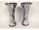 Pair of Delft earthenware vases with Chinese decoration, landscape, flowers, pagodas, 18th century