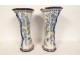 Pair of Delft earthenware vases with Chinese decoration, landscape, flowers, pagodas, 18th century