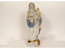 Nevers earthenware sculpture Virgin and Child Jesus Our Lady 17th century