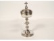 Solid silver ciborium Minerva cross flowers 132.66gr 19th century