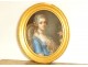 Pastel painting on canvas portrait of young elegant woman 18th century pearls 19th century