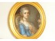 Pastel painting on canvas portrait of young elegant woman 18th century pearls 19th century