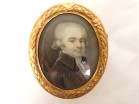 Miniature peinte broche or 18K portrait Comte de la Villirouët Lambilly 18è