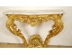 Louis XV console, carved wood, gilded rockery shell, marble, 18th century