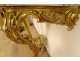 Louis XV console, carved wood, gilded rockery shell, marble, 18th century