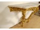 Louis XV console, carved wood, gilded rockery shell, marble, 18th century