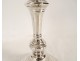 Louis XIV candlestick, silver-plated bronze, cut sides, 18th century