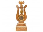 Charles X lyre clock, rosewood marquetry, bronze, Napoleon III, 19th century