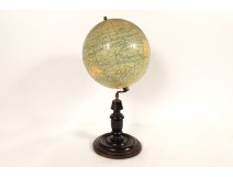 Terrestrial globe world map J. Lebègue &amp; Cie rue de Lille Paris NapIII XIXth