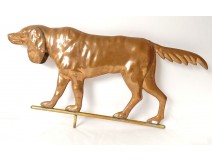 Large old copper weather vane with a spaniel hunting dog, early 20th century