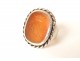 Ring intaglio carnelian monogram crown solid silver 19th century