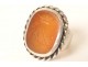 Ring intaglio carnelian monogram crown solid silver 19th century