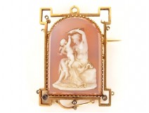 18 carat solid gold brooch antique women&#39;s cameo cherub Napoleon III 19th century