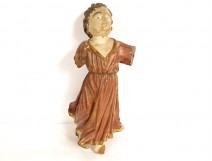 Polychrome carved wooden statuette of a cherub angel late 18th century