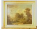 Large HST romantic landscape characters shepherds ruins river 19th century