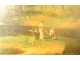 Large HST romantic landscape characters shepherds ruins river 19th century